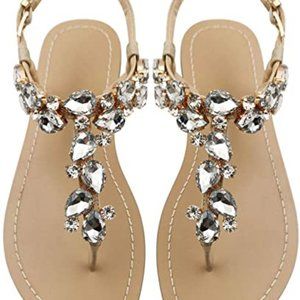 Rhinestone Flat Sandals Women’s Flip Flops Crystal Jeweled